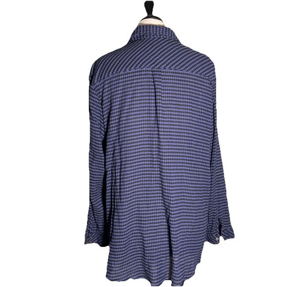 j. jill Women's Long Sleeve Black Blue Check V-neck Pullover with Pockets Top 2X - Picture 4 of 5